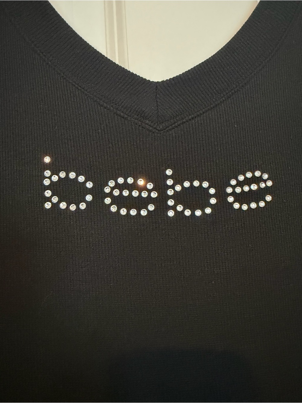 Bebe Black Rhinestone Ribbed Dress Medium - Picture 2 of 4